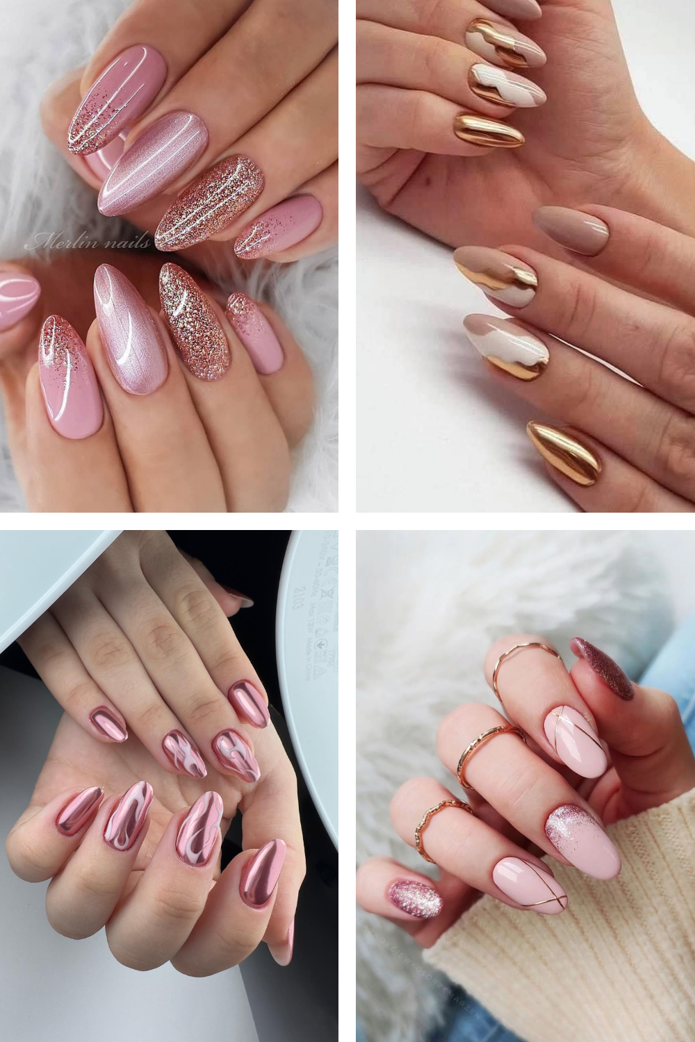 Rose Gold Clear Matte Almond Nails by MargaritasNailz