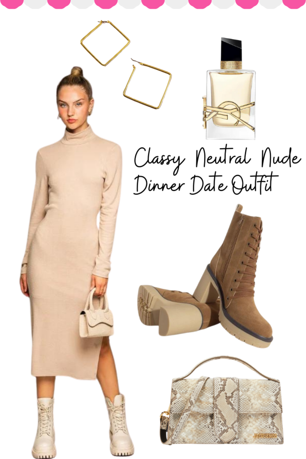 Classy Neutral Nude Dinner Date Outfit